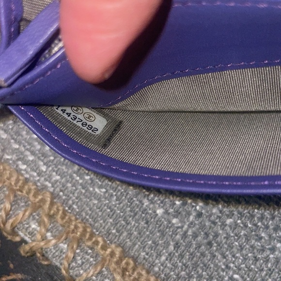Chanel grape purple patent leather long bifold walletserial sticker still intact - Picture 2 of 7